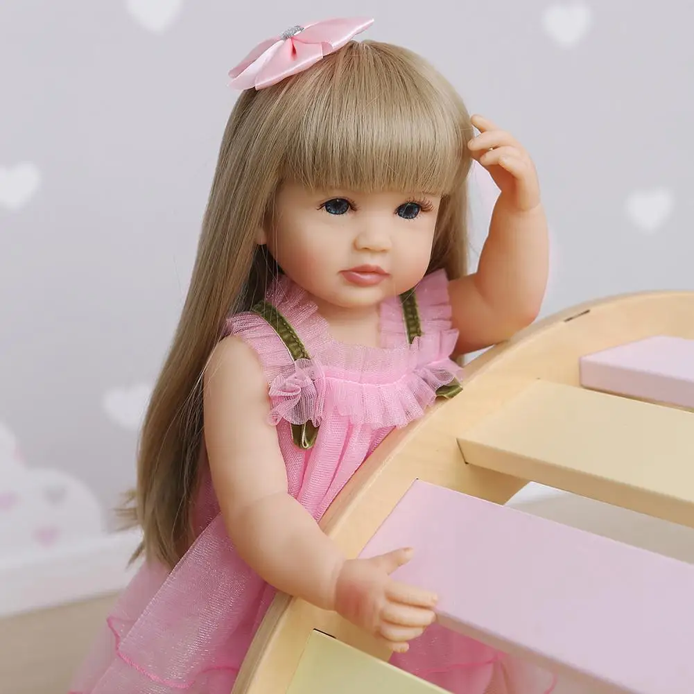 

Npk 55Cm Soft Reborn Baby Dolls Full Silicone Sweet Gifts Rebirth Realistic Gauze Toddler Skirt Dolls Face Girl Pink N9X5