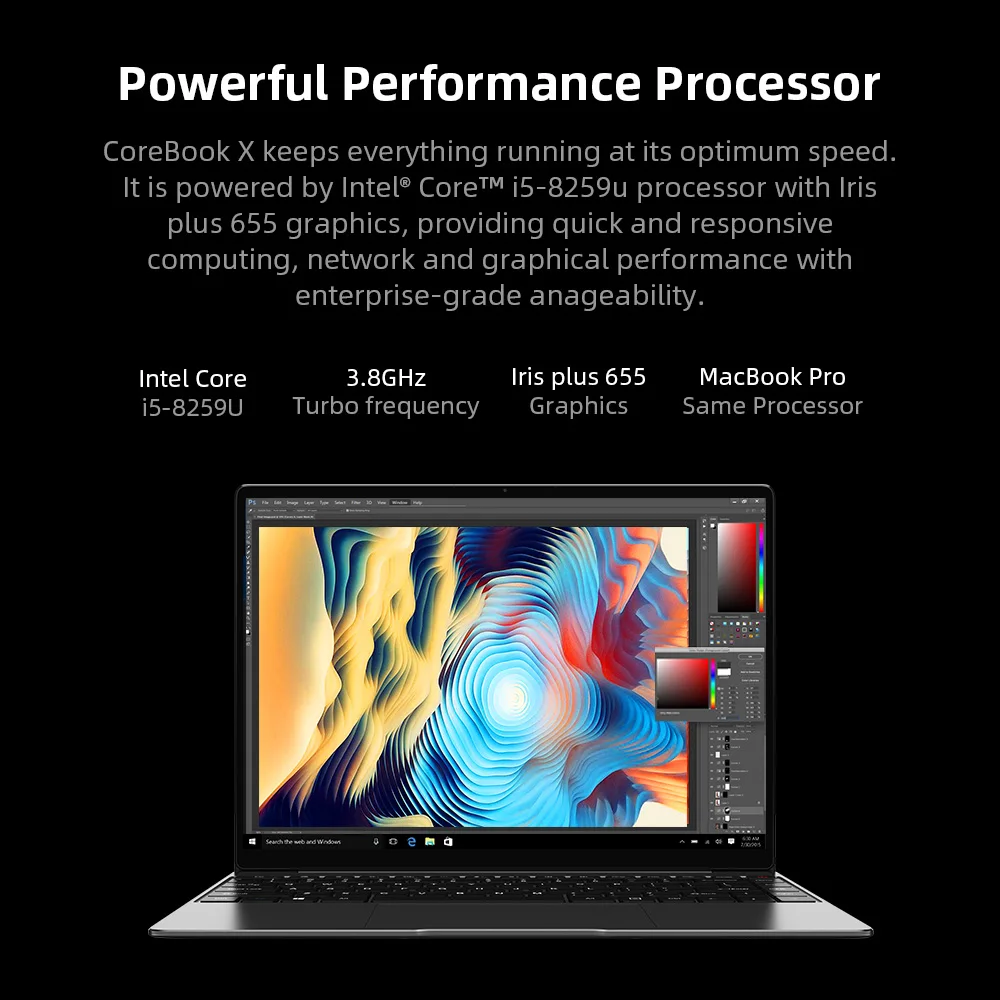 chuwi corebook x 14inch 21601440 resolution laptop intel core i5 8259u 4 cores 8gb ram 512gb ssd windows 10 system free global shipping