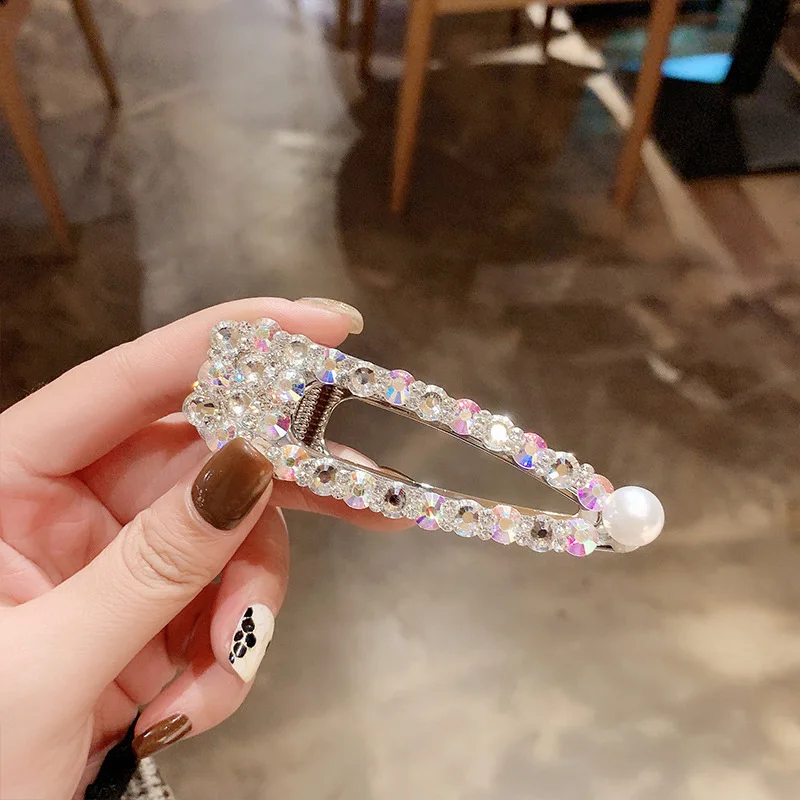 With Pearl Silcer Красочные со стразами повязка для волос для женщин качественные металлические ободок для волос круг женские аксессуары для повязки на голову - Цвет: With Pearl Silcer