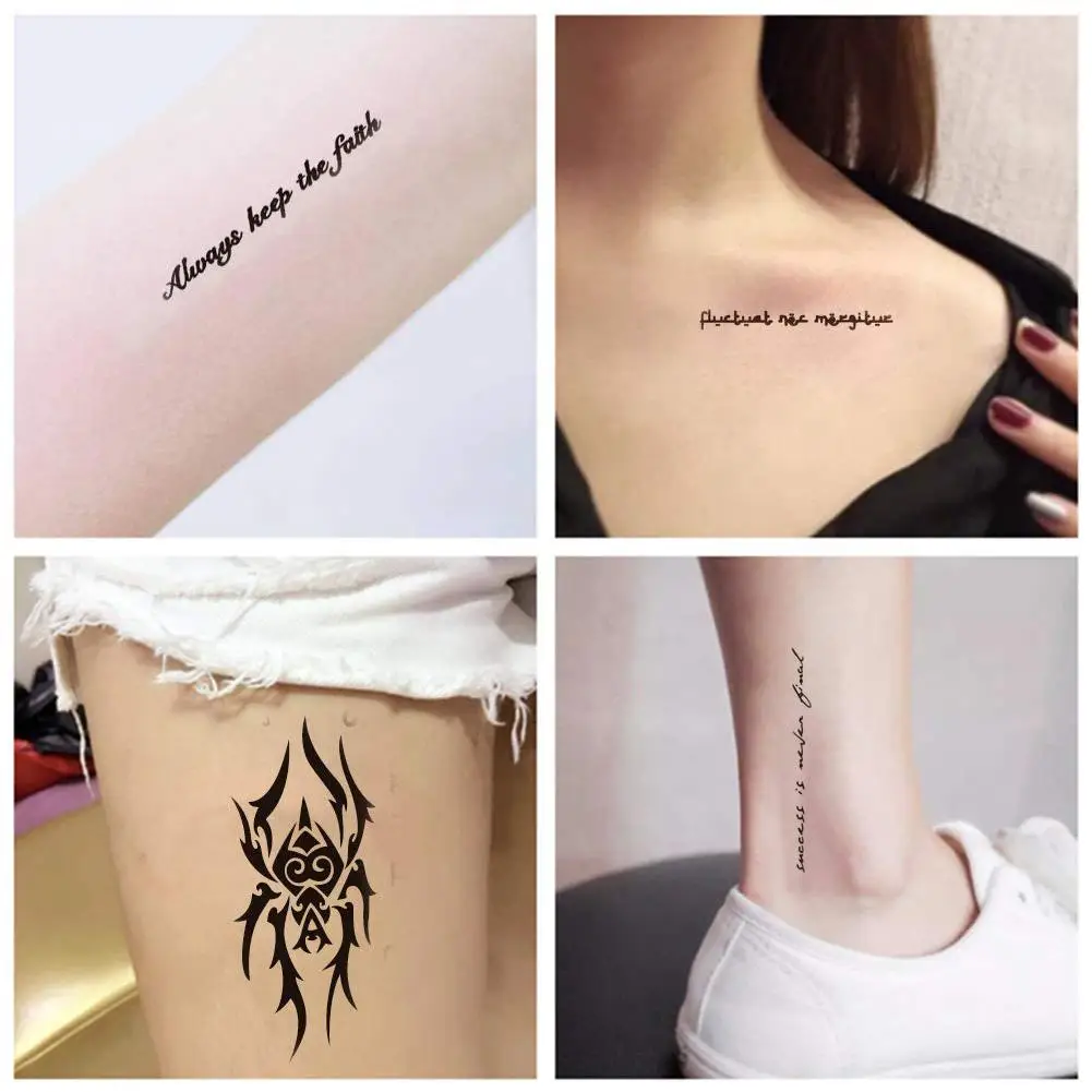 

Temporary Waterproof Long-lasting Body Stickers Words Inspirational Lines Flowers Leaves Body Stickers