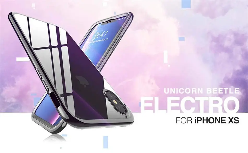 SUPCASE для iPhone X Xs чехол UB электро полный корпус Прозрачный блестящий тонкий Чехол-Обложка из смешанных материалов со встроенным протектором экрана