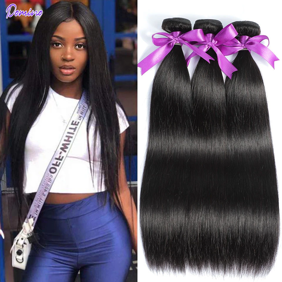 

DOMINO Straight Hair Bundles Bone Human Hair Bundles 30 inch Virgin Hair Bundles Peruvian hair Weave Human Remy Hair Extensions