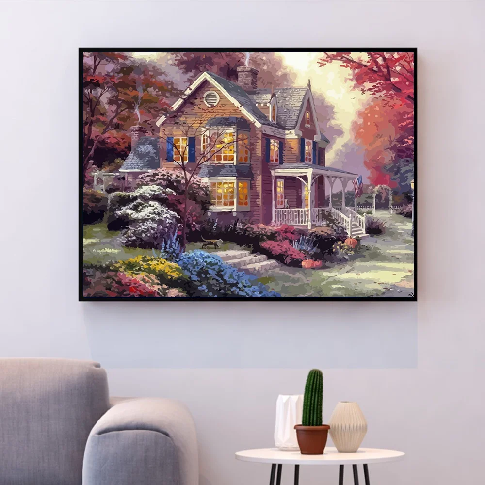 HUACAN Painting By Numbers House Landscape Drawing On Canvas Pictures Number Autumn Kits Home Decors | Дом и сад