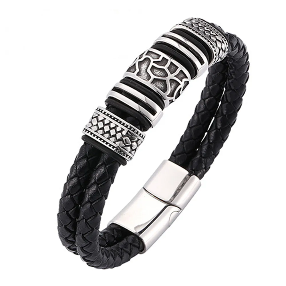 

Leather Bracelet Stainless Steel Magnetic Hand Decoration Accessories Jewelry Bangles for Men Men's Wrist Bracelet Punk