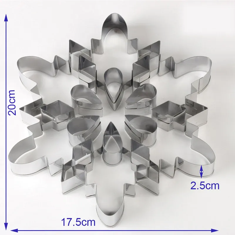 6 шт Рождество в форме снежинки для печенья Форма 3D Нержавеющая сталь