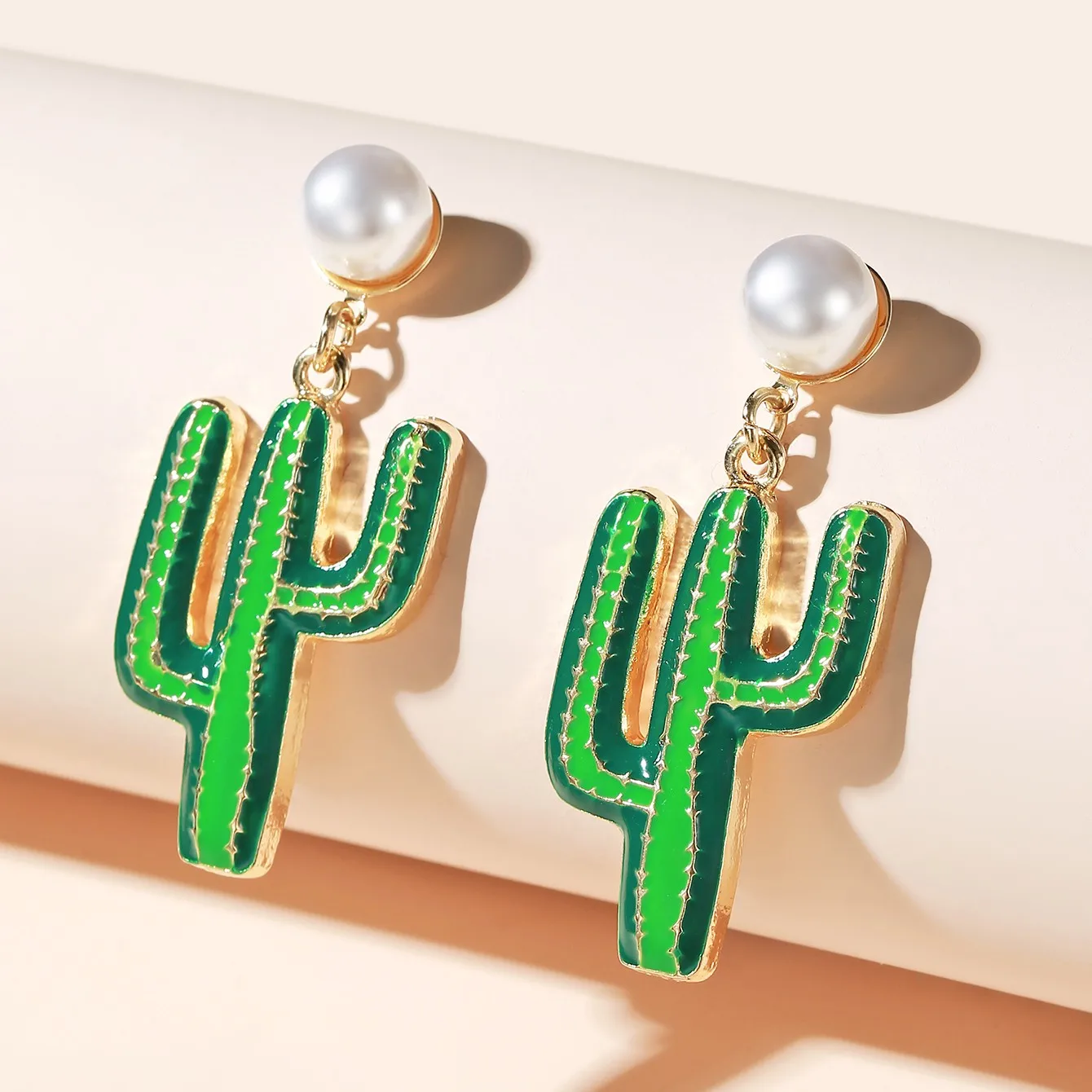 

Long Lady Face Style Thin High S^imple Earrings With And Cactus Pearl Earrings Ears Sense Earrings