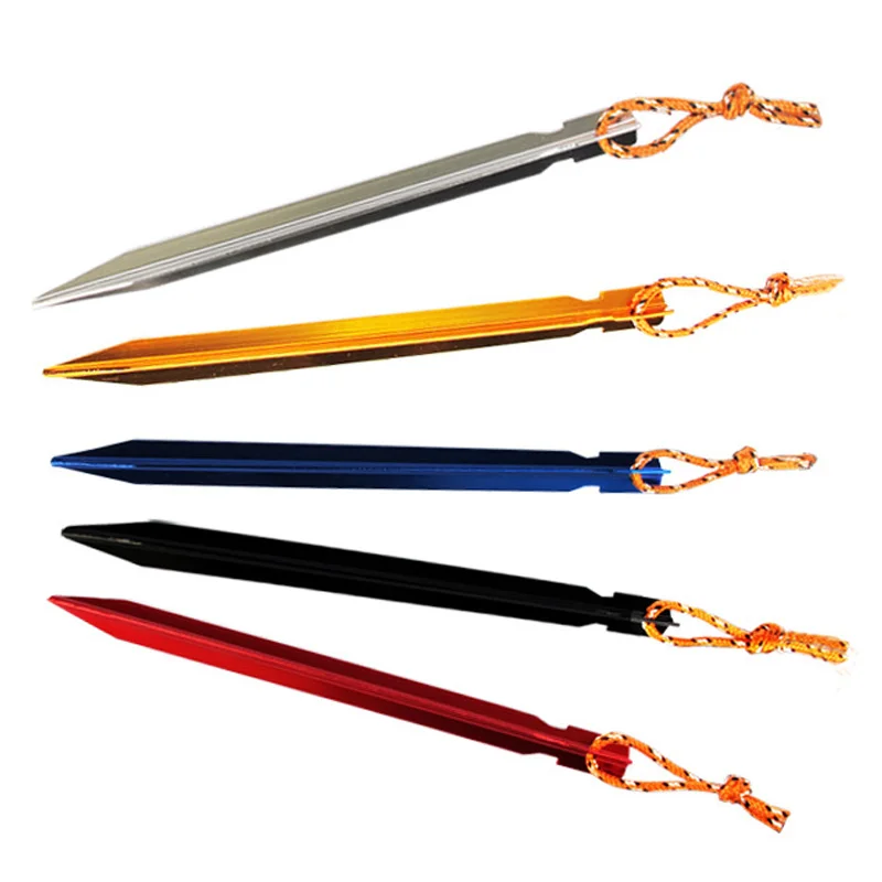 10 шт./лот 18 см алюминиевый сплав колышки для палаток с веревкой Кемпинг горячая