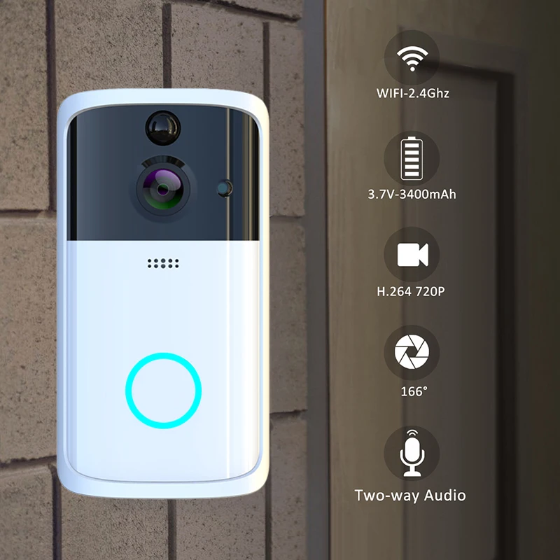 Беспроводной аккумулятор wifi видео домофон видео дверной звонок ip-телефон камера с TF картой recoridng