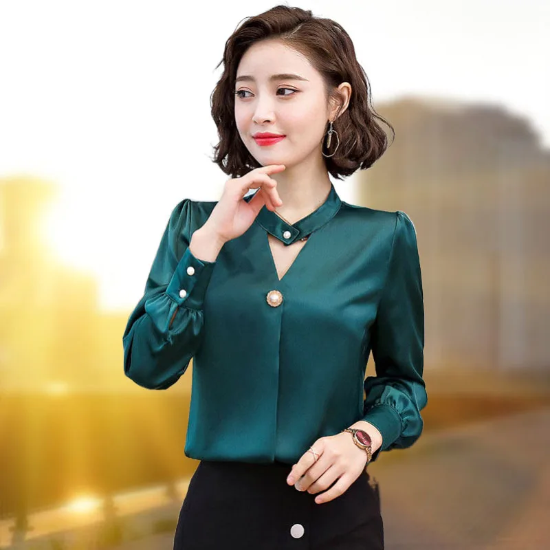 Офисная женская шифоновая блузка для женщин 2021 летняя новая однотонная тонкая