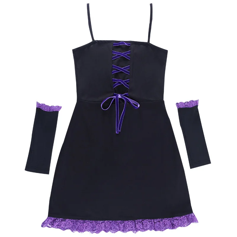

FAKUNTN Black Dark Goth Dress 2021 Harajuku Gothic Clothes Backless Vintage Bandage Mini Dresses Vintage Summer Dress Women
