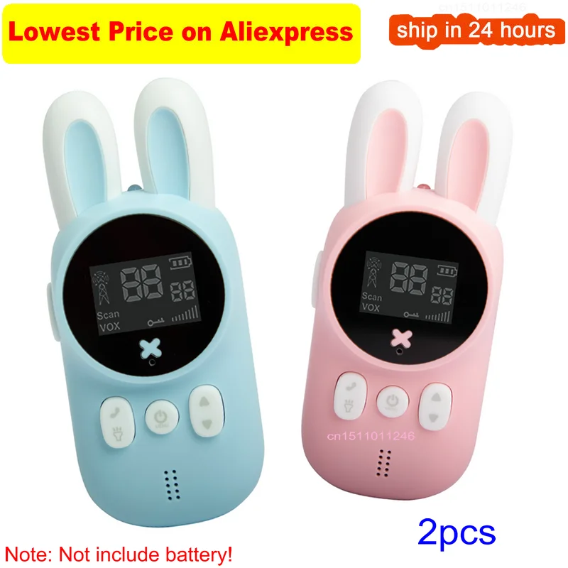 

2PCS Children's Walkie Talkie Kids Mini Toys Handheld Transceiver 3KM Range UHF Radio Lanyard Interphone Talkie Walkie Baby Gift