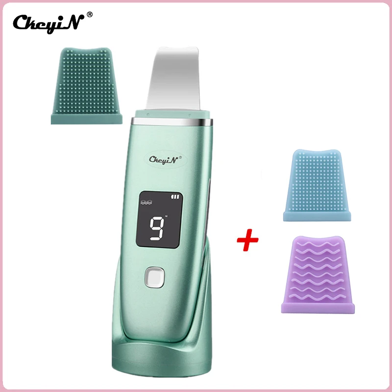 

CkeyiN Ultrasonic Skin Scrubber Face Spatula EMS Ion Blackhead Remover Pore Cleaner Facial Deep Cleansing Comedones Extractor