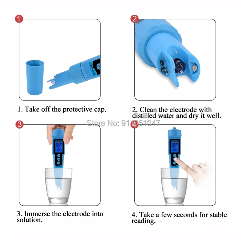 Цифровой 3 в 1 PH ORP Температура метр ручка Тип ОВП анализатор бассейн Аквариум пить