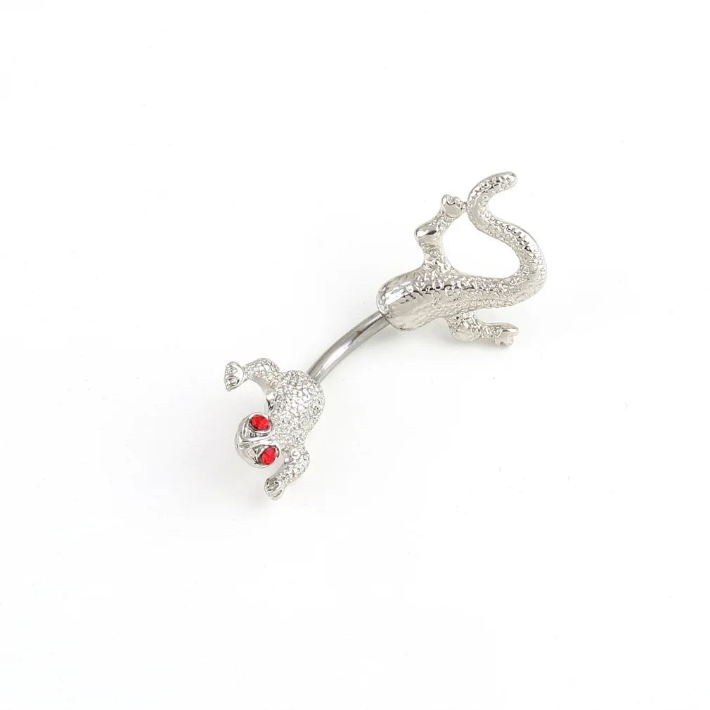 GENBOLI серебряная ящерица форма пупка шуруп с кольцом Унисекс Мужская и Женская