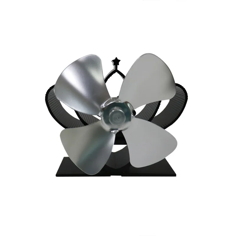 silver Мини-вентилятор для плиты 4 лопасти вентилятор для камина тепло komin питание по дереву дружественный тихий горелки экологический вентилятор домашний эффективный инструмент распределения тепла - Цвет: silver