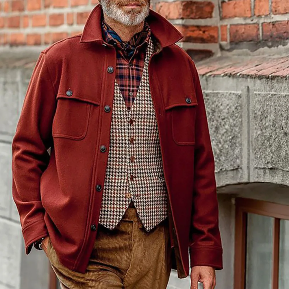 

Красная однотонная мужская куртка, осенне-зимняя мужская одежда, повседневные мужские куртки больших размеров, однобортная верхняя одежда ...