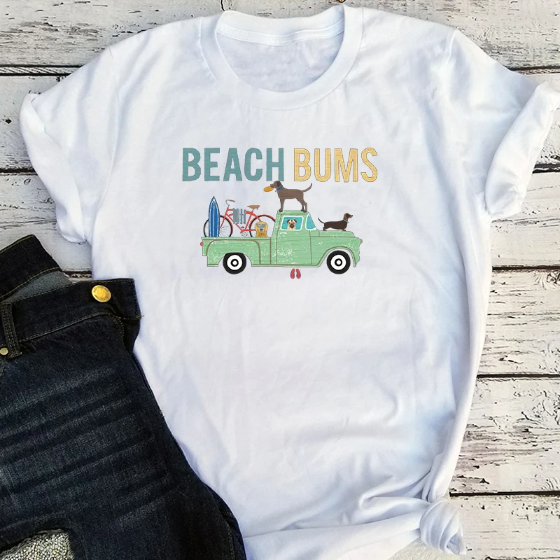 

Футболка женская с графическим принтом, пляжный топ с шиной, в эстетическом стиле, повседневная одежда для собак, на лето