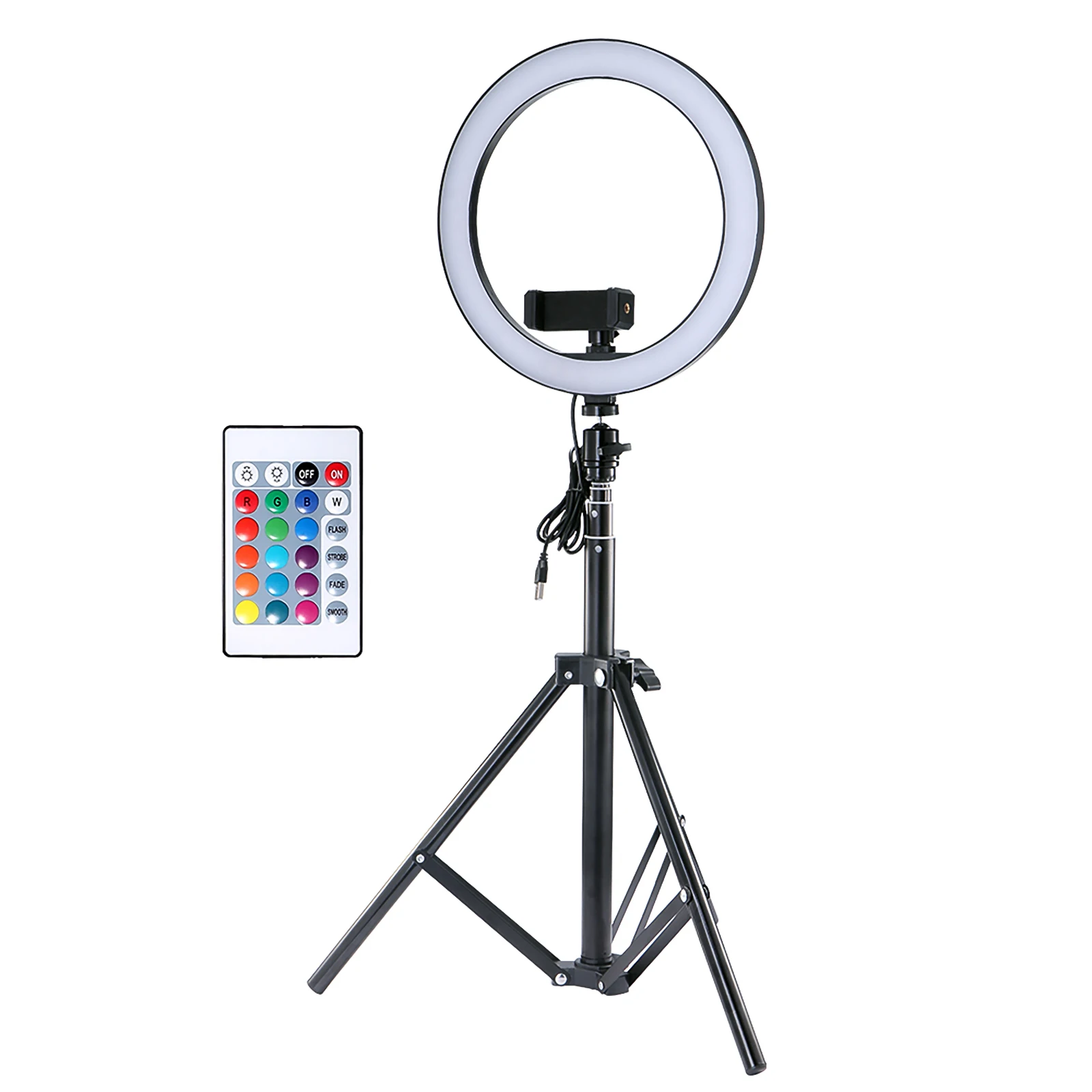 

360 Degree Ring Fill Light With Telescopic Phone Clip 4 Phone Clips Remote Control Ring Fill Lamp Set 2021