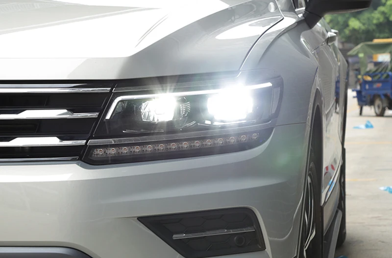 Автомобильный головной светильник для Volkswagen Tiguan светодиодный головной светильник для Tiguan передний светильник с ангельскими глазами