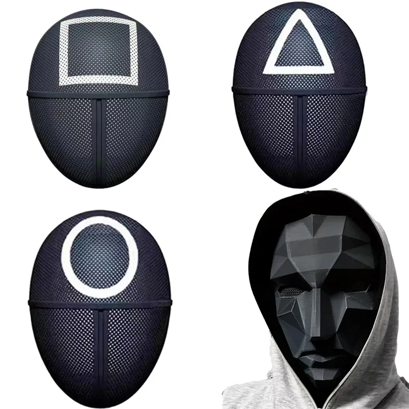 

Hot Korean TV Series Squid Game Mask COS Cosplay Pretends To Play Halloween Party Full Face Masks Masquerade Accessories