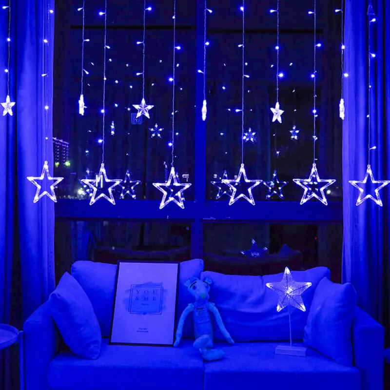 Светодиодная гирсветильник занавеска Звезда 12 шт.|Украшения своими руками для