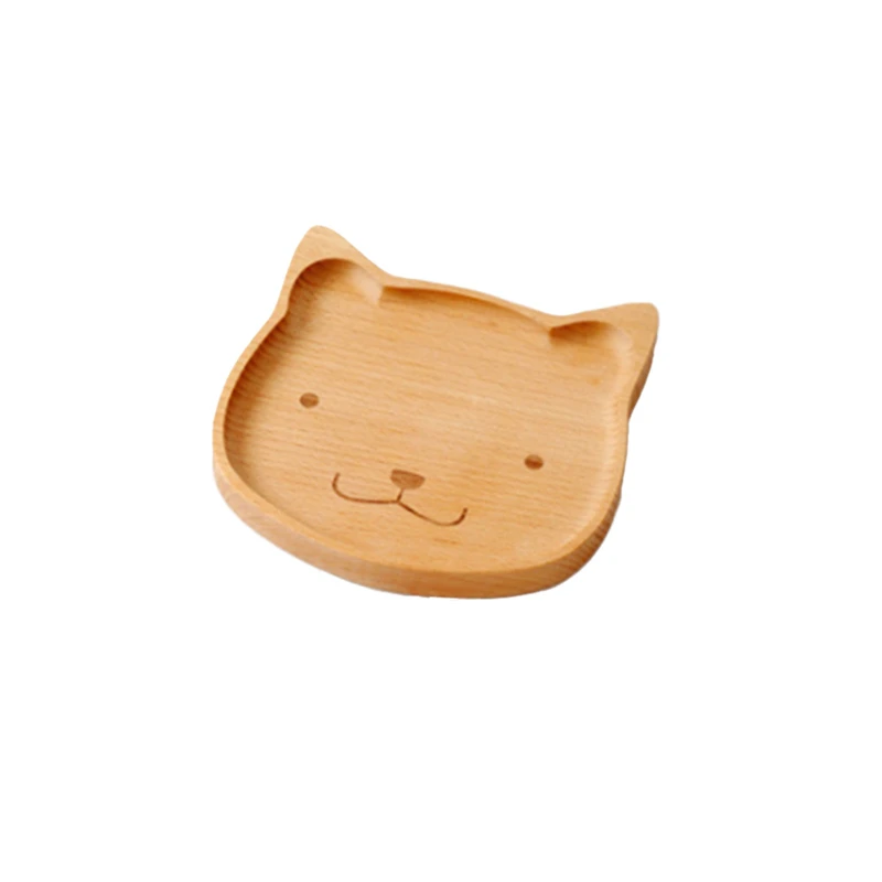 

Cute Rabbit /Bear Solid Wood Bowl Wooden Tableware Cartoon Pattern Food Fruit Dish Tray Child Baby Serving Wood Plate