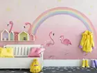 Пользовательские обои CJSIR, ручная роспись, фламинго, радуга, обои для детской комнаты, фон для детского сада, настенные 3d обои, Декор