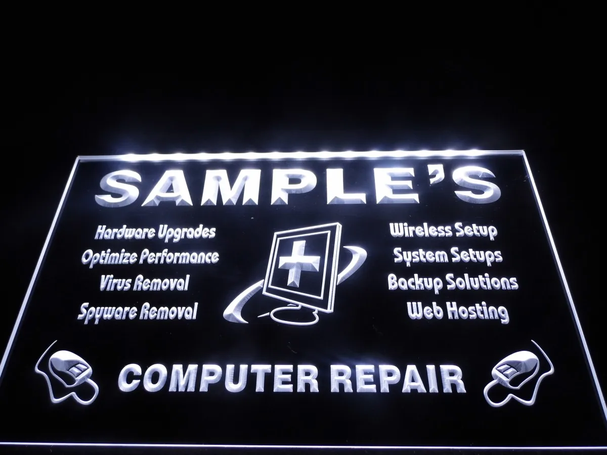 Tm059 именной персонализированный компьютер ремонт магазин дисплей светодиодные