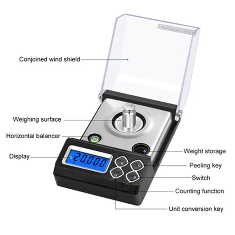 50g/0.001 Timemore Kitchen Jewelry Powder Electronic Scales Digital Bascula Balance Smart Weights Precision Tools Appliances