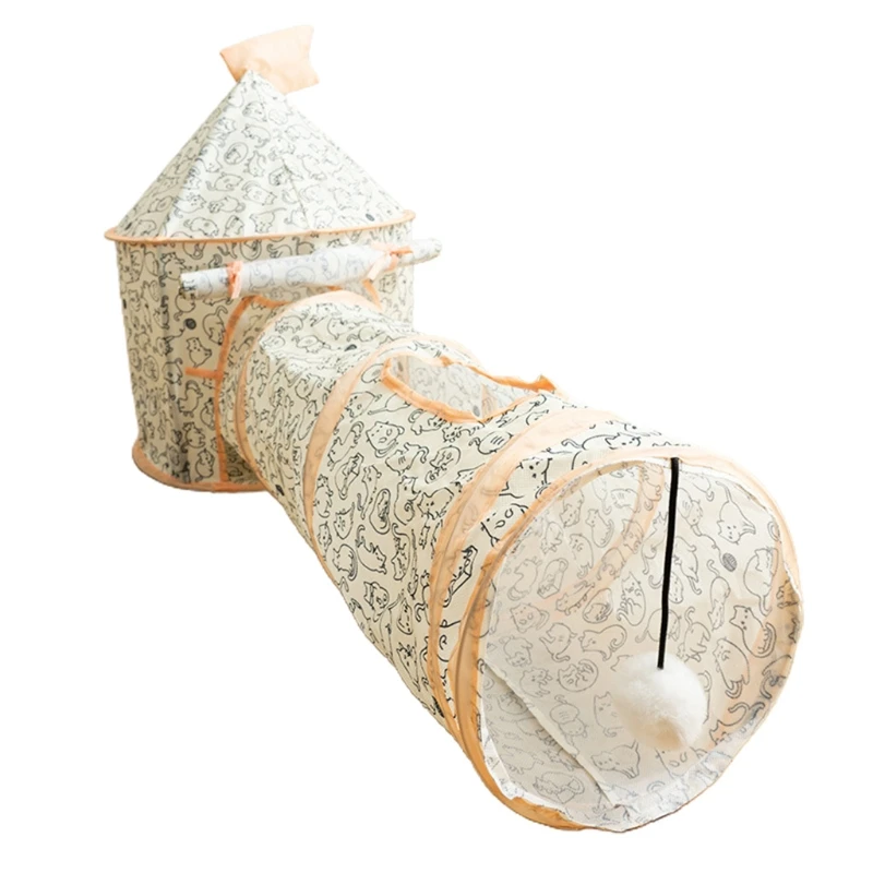 

2 Optional Cat Bed Play Patchwork Tunnel Mat Pets Cats Home Foldable Soft Tunnel Pet Sleeping Bed