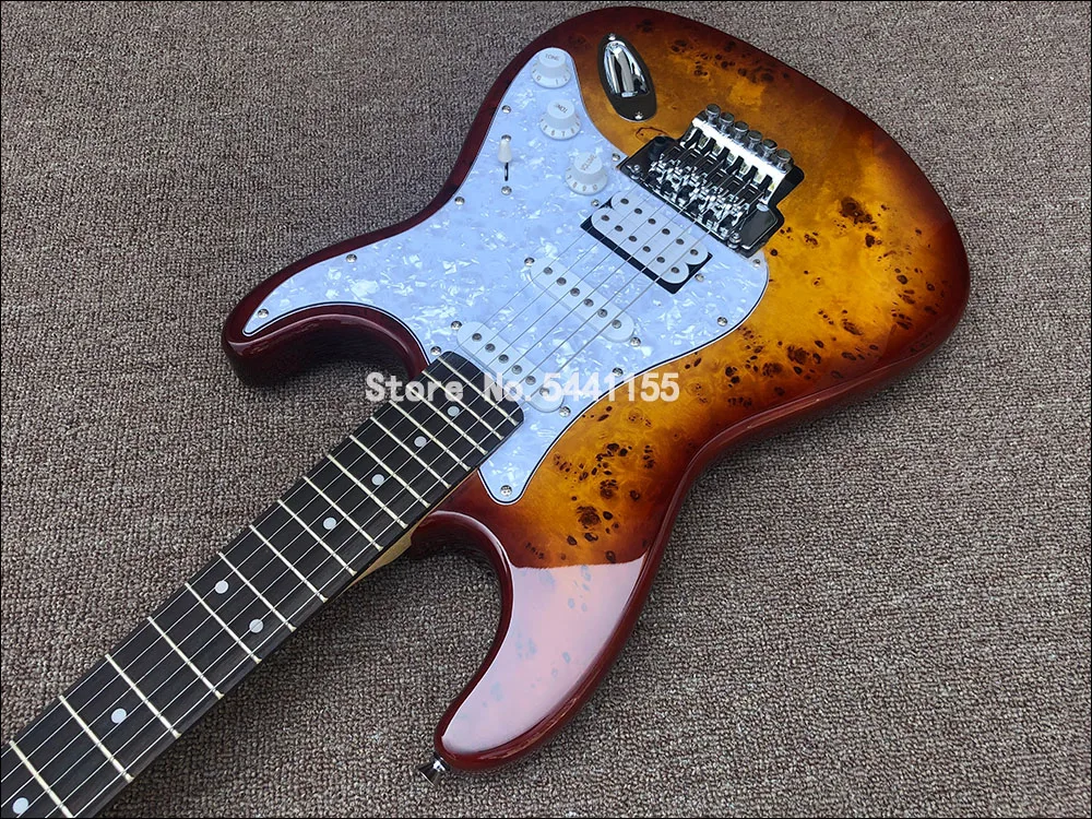 2020 hohe qualität elektrische gitarre floyd rose elektrische gitarre mahagoni korpus mit baum narbe abdeckung top freies verschiffen free glo