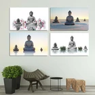Картина с абстрактным принтом, Будда, дзен, камень и Лотос