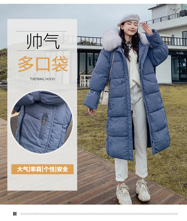 Шикарная длинная шуба с капюшоном Winter Down Coat хлопковая куртка