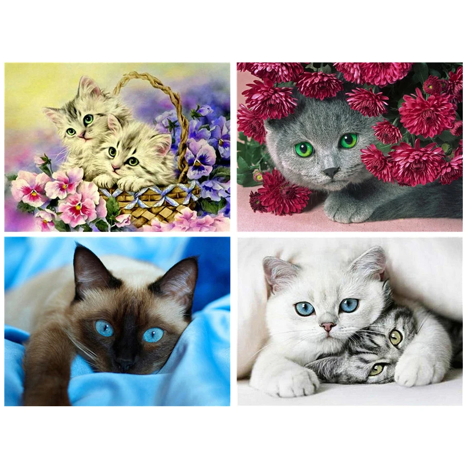 Алмазная картина ZOOYA вышивка Diy полностью квадратные животные Кошка мозаика