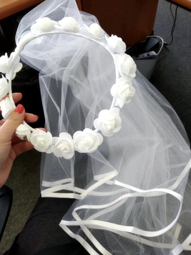 Новая корона с цветами розы вуаль для сада пляжа свадьбы девичника вечеринки