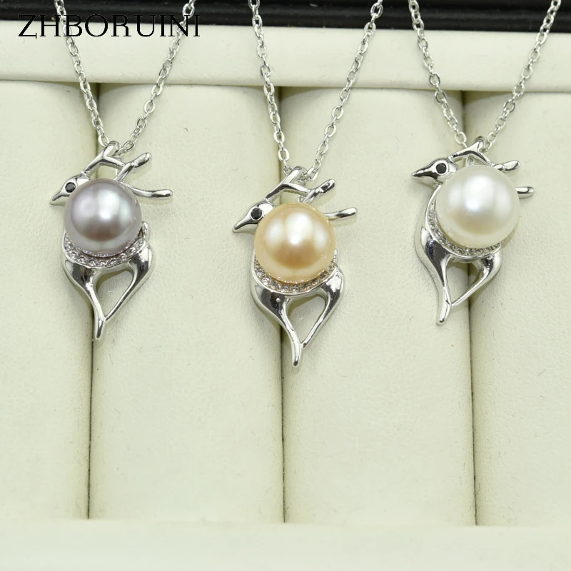 

ZHBORUINI ювелирное изделие из натурального пресноводного жемчуга, ожерелье с кулоном из стерлингового серебра 925 пробы, аксессуары для женщин ...