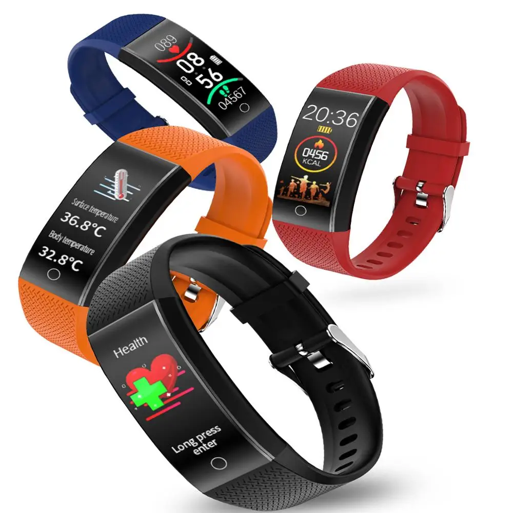 

Смарт-браслет QW18T с датчиком температуры тела, большой экран, часы для измерения иммунитета, артериального давления, кислорода в форме сердц...