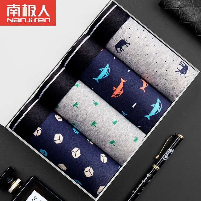Men's Boxer Underwear Men Cotton Boxers Homme Brand Mens Underpants Male Panties Breathbale U Convex Pouch Printed Shorts L-4XL