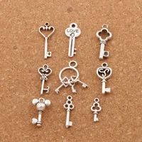 mixed love heart key spacer charm beads 9styles 270pcs zinc alloy pendants alloy handmade jewelry diy lm51