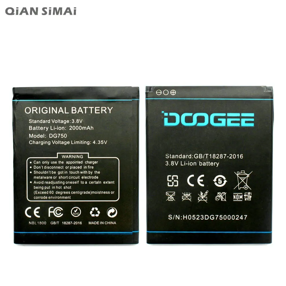 1 шт. 100% высокое качество аккумулятор DG750 2000 мАч для DOOGEE мобильный телефон |