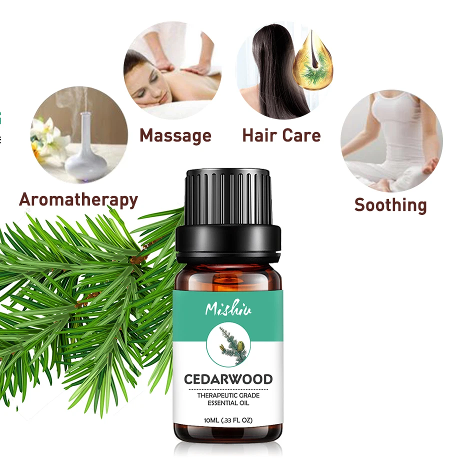 Mishiu 10 мл кедрового дерева эфирное чистую кожу головы успокойтесь расслабиться
