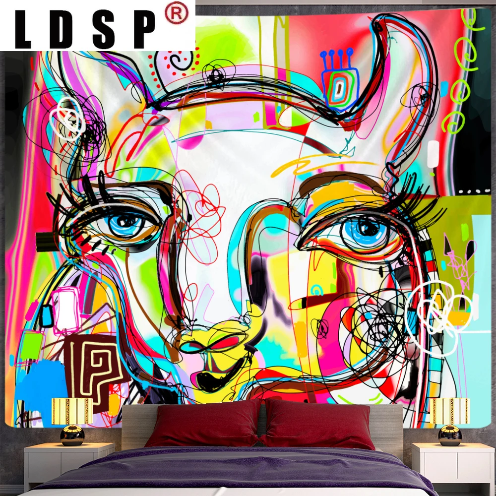 

LDSP Abstract Sketch Character Geometry Tapestry Hanging Covering Rugs Background Cloth Beach Mat Blanket Art Living Home Decor