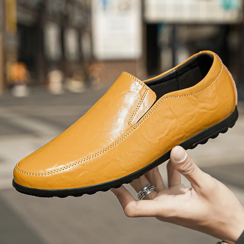 

2021 new men's peas shoes men's youth casual black leather shoes lazy trendy shoes casual shoes men's leather shoes