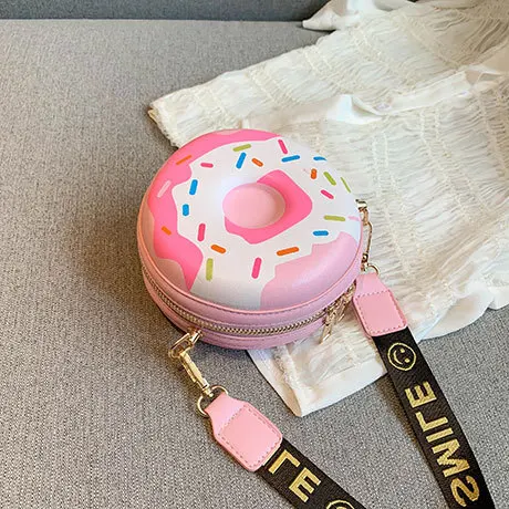 

Hot Sale Cute Cartoon 2020 New Arrival Funny Shoulder Bag Three-dimensional Donuts Style Messenger Bag Chain Soft Small Harajuku