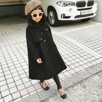 girls woolen coat jacket overcoat 2022 black warm thicken plus velvet winter autumn cotton%c2%a0school outwear childrens clothes