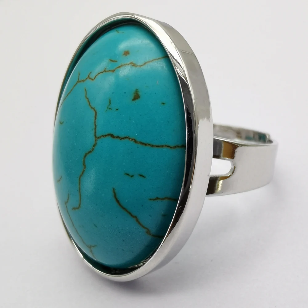 Turquoise Лабрадорит унакит эпидот Howlite Родонит Howlite камень Сердолик Овальный драгоценный камень палец кольцо Размер 8 ювелирные изделия для женщин подарок 1 шт - Цвет основного камня: Turquoise