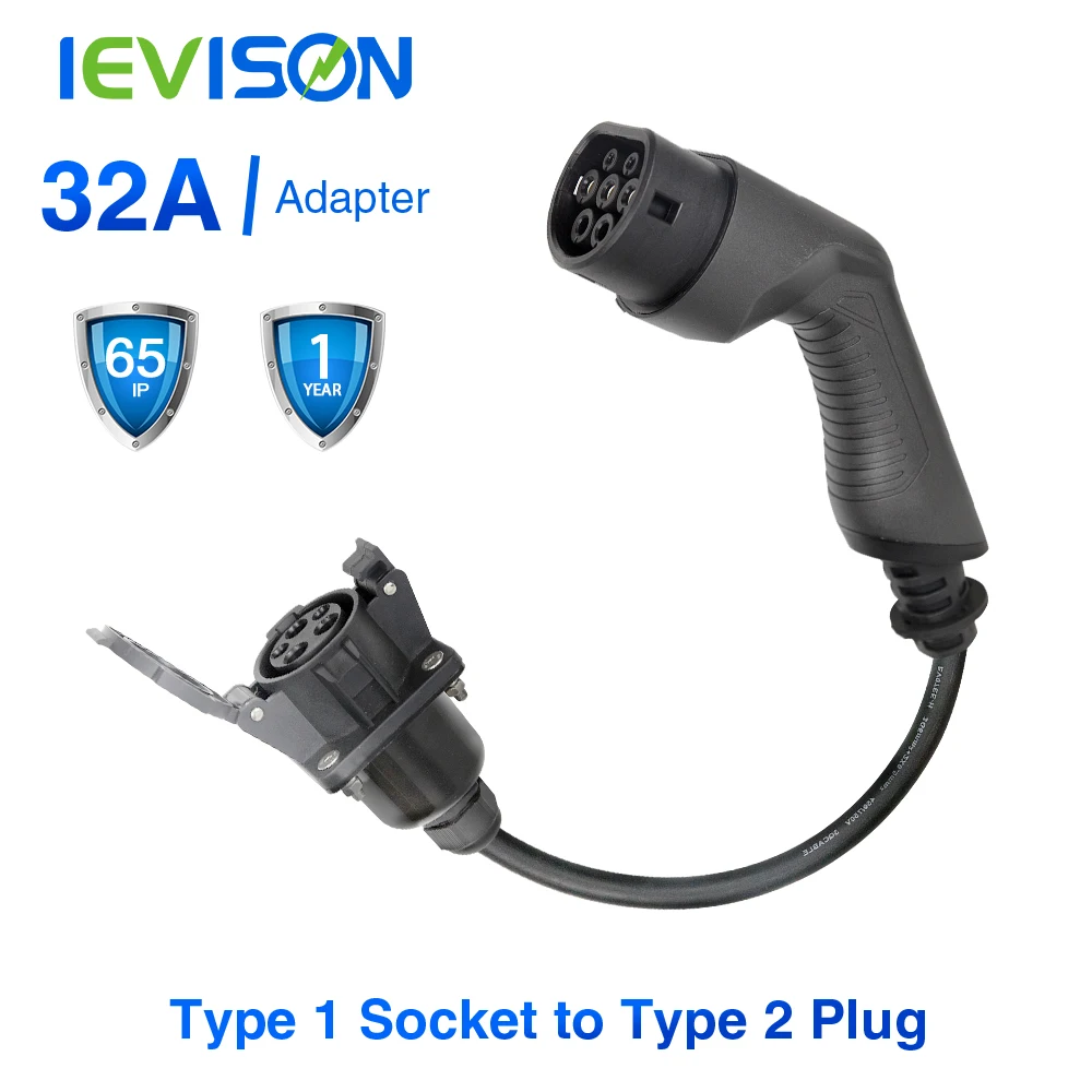

EV Charger Electric Car Adapter EVSE Charing Cable Type1 Inlet to Type 2 Female Plug Flexible 32A 1 Phase For Kia Niro,BMW...