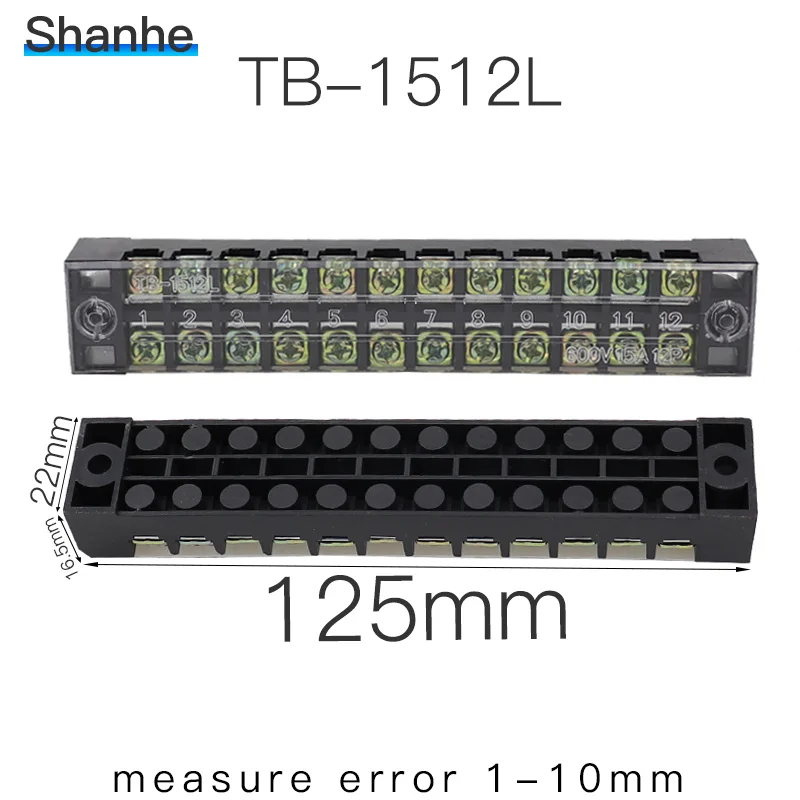 Терминал 600V 15A TB-1503 TB1504 TB1505 TB1506 TB-1510 TB-1512 провод Барьер Блок Клеммная лента - Цвет: TB-1512