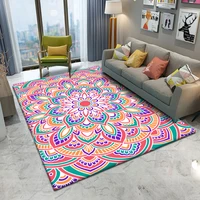 fashionable bohemian style mandala pattern carpet non slip bath mat soft fluffy flannel living room bedroom decorative carpet