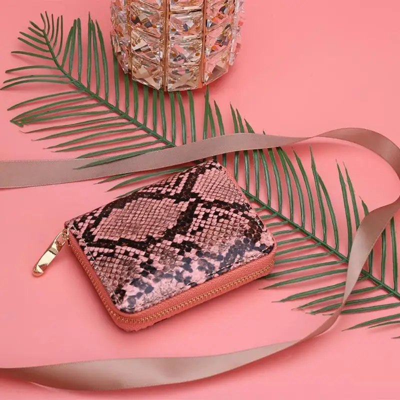Fashion PU Leather Clutch Women Short Coin Purse Serpentine Money Bag Zipper Wallet Card Holder